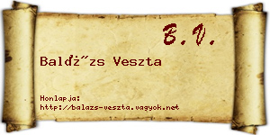 Balázs Veszta névjegykártya